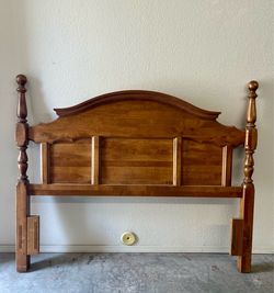 Solid Wood Queen Headboard & Metal Bed Frame