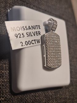 Moissanite Dog Tag Charm 2.00ctw