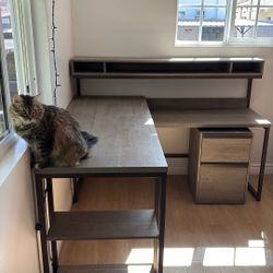 Sauder Manhattan Gate L-Shaped Desk, Mystic Oak Finish