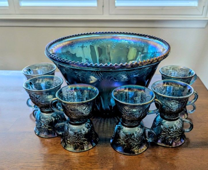 Vintage Indiana Glass Punch Bowl Set
