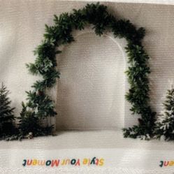 Kate Christmas Arch White Wall Backdrop Dark Green