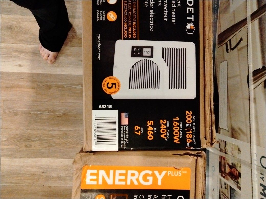Cadet Intelligent Fan Forest Heater With Built-in Thermostat Quiet Efficient Durable. 1600 W 5460 BTUs Brand New In The Box Unopened