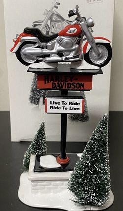 Dept 56 Harley Davidson Christmas Snow Village Motorcycle Sign 1997