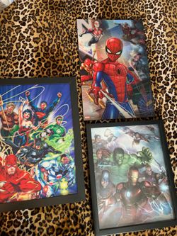 Marvel and spiderman comic wall frames