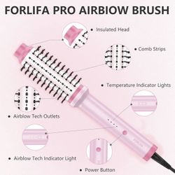 Pro 2-in-1 Thermal Styling Brush with AirBlow Cool Tech & 1.2 Billion Negative Ions, Triple Hair Protection System, Anti-Tangle, 30-Min Auto Shut-Off 
