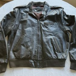 Members Only Vintage 1980’s Genuine Leather Gray Bomber Jacket Men’s Size (46) L/XL - VGC