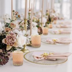 Pink Candle Holders Set of 24 With Candles Included