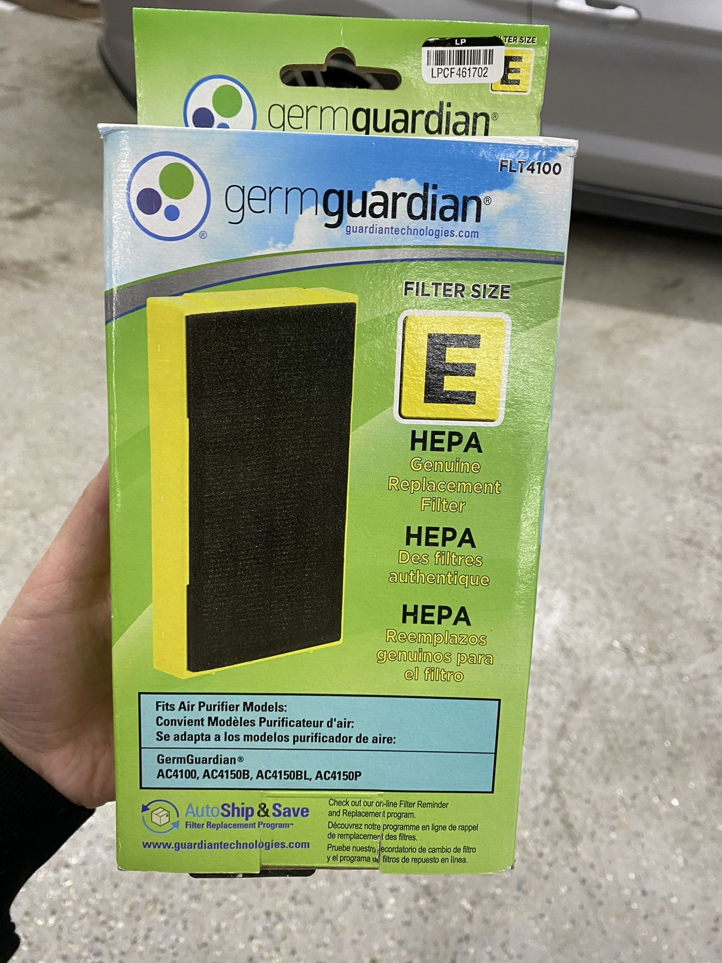 GermGuardian Air Purifier Replacement Filter E, HEPA Pure, for Models AC4100 and AC4150