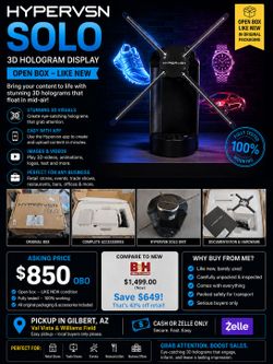 🚀 Hypervsn SOLO 3D Hologram Display – Open Box Like New – $850 OBO
