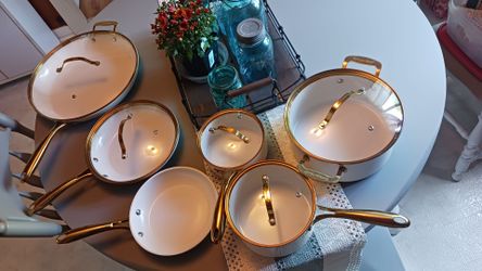 Gotham Steel White and Gold Cookware Set