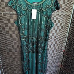 XXL Emerald Green Ladies Flapper Style Dress New With Tags