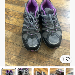 Women's Sz 9.5 Denali Black Gray Purple Athletic Shoes Hiking Free Shipping