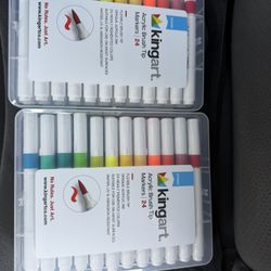 New acrylic paint markers king art, brush tip 24 colors set
