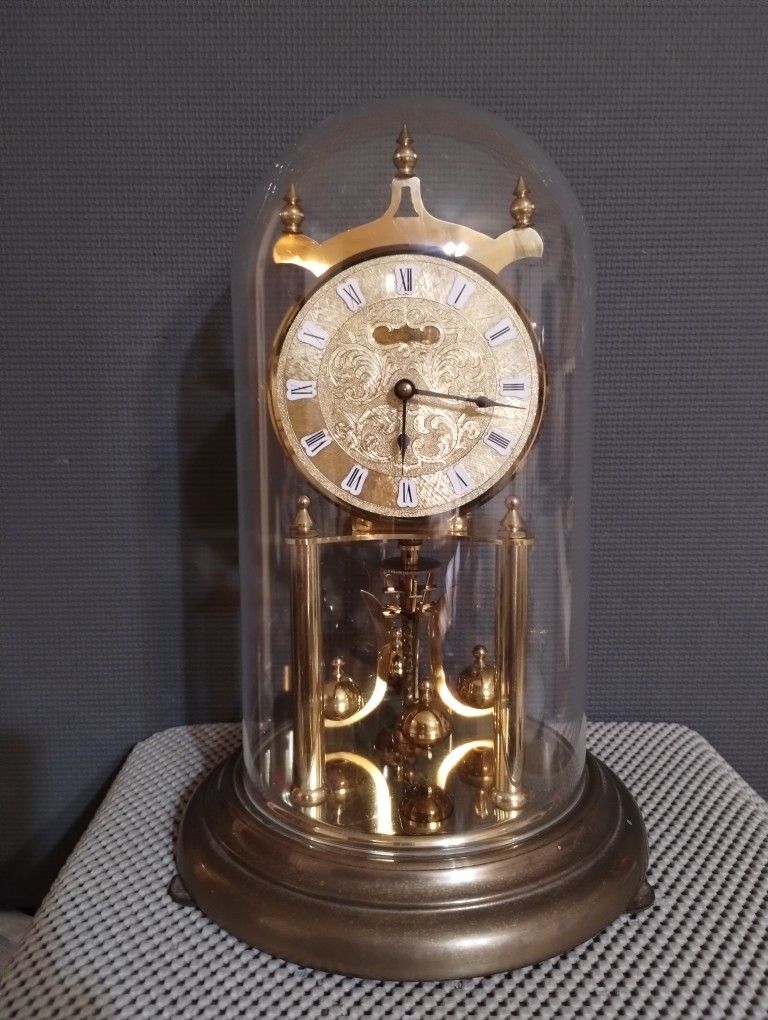 Vintage Seth Thomas Brass Glass Dome 400 Day Anniversary Mantel Clock