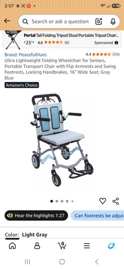 PeacefulHues Lightweight Folding Transport Wheelchair