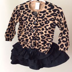 Leopard print baby girls clothes with head band(Size 12-18months), Cute baby girls Party clothes sets