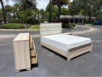 4-Piece Queen Bedroom Set with Mattress, Dresser, and Nightstand