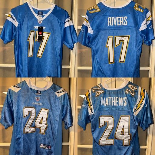 Charger Jerseys Signed Philip Rivers and Mathews Medium Female Jersey