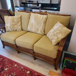Bamboo and Wicker Indoor Couch and Loveseat