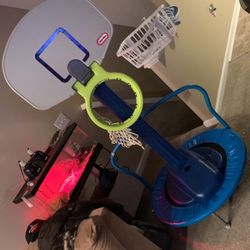Kids Trampoline And Basketball Hoop