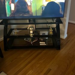 Black Glass & Metal Tv Stand/table