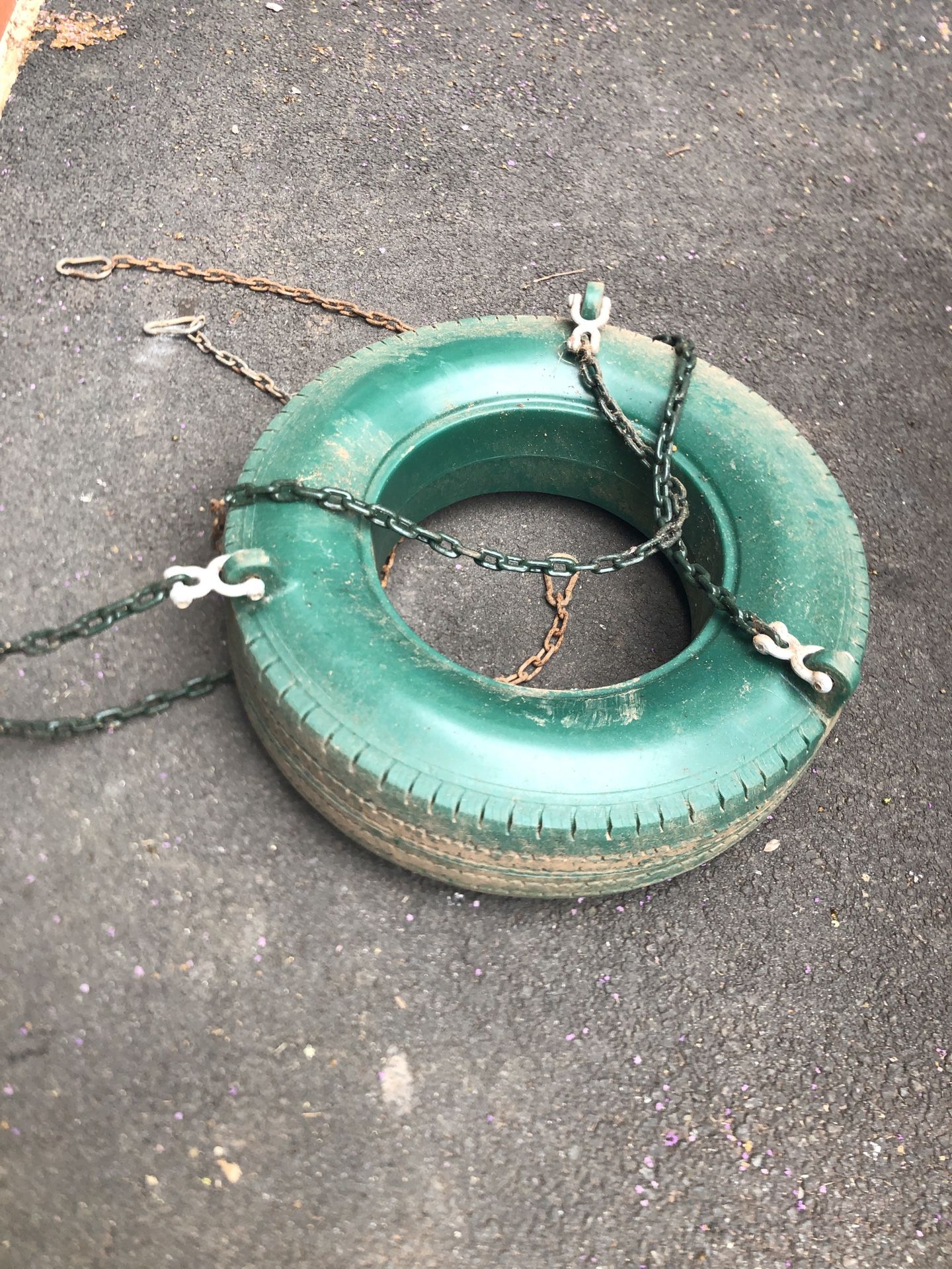 Plastic swing set (made to look like a tire)