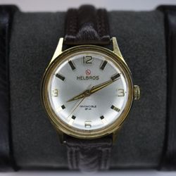 Vintage Helbros Invincible Swiss Mechanical Hand Wind Gold Tone Men's Watch