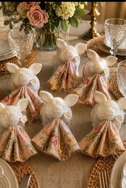 6 Pia bone china pig napkin rings vintage