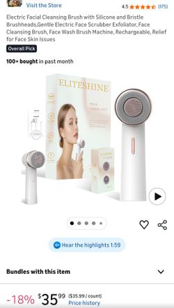Electric Facial Cleansing Brush with Silicone and Bristle Brushheads,Rechargeable,Face Cleansing Brush, Face Scrubber Against Exfoliator,Face Wash Mac