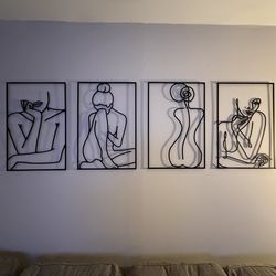 Modern Abstract Metal Line Art Wall Decor (Set of 4)
