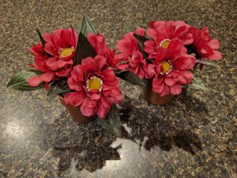 Silk flower small pots, set of 2