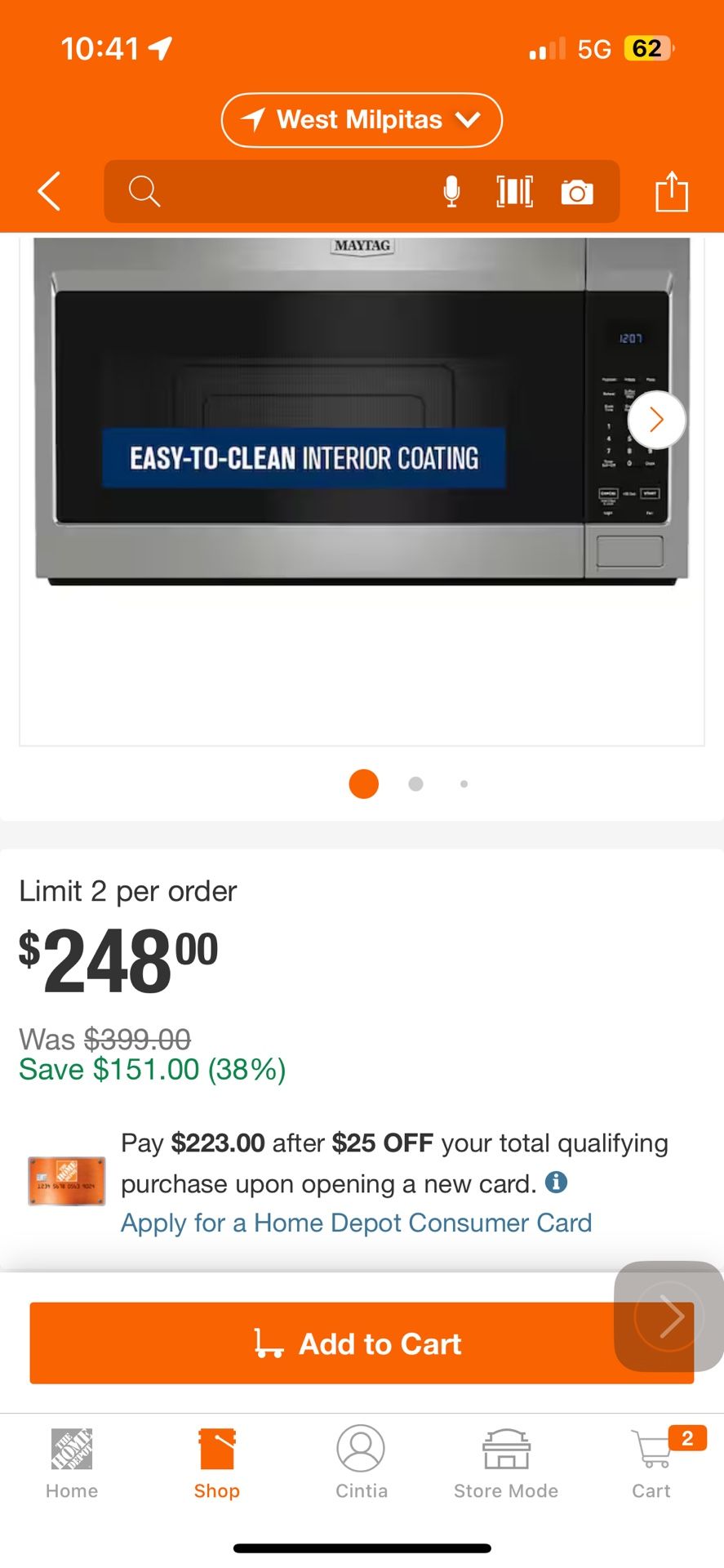 Maytag 30 in. 1.7 cu. ft. Over-the-Range Microwave