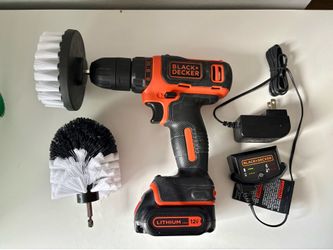 Black+Decker 12V Cordless Drill with Brush Attachments