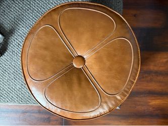 Vintage 1960s Rolling Hassock Ottoman with Petal Top