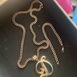 10k Gold Franco Chain Pendant And Bracelet 