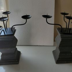 5 Candle Wood/Metal Candle Holder