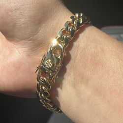 14K Gold Miami Cuban Link Bracelet New