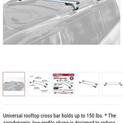 Universal rooftop cross bar holds up to 150 lbs.