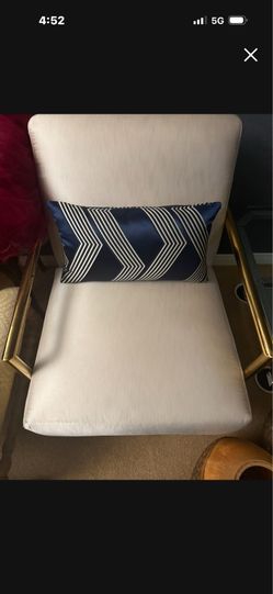 Modern Accent Chair – Cream Upholstered with Gold Metal Frame