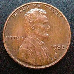 1982 D Penny (RPM) Large Date 