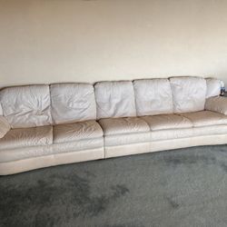 10’ White Leather Sofa Couch