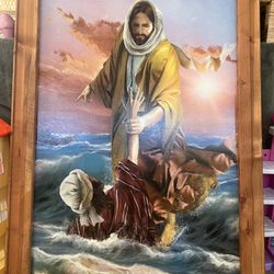 Beautiful Big Religious Picture Of Jesus With Peter
