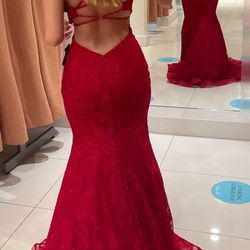Red Mermaid Lace Dress 