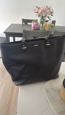 Black Saffiano Tote Bag with Gold Hardware