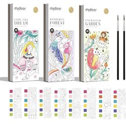 3 Pack Water Coloring Books Pocket Watercolor Painting Book Kit for Toddlers & Kids