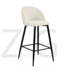 Open Box Homy Casa HASEEB Terry Cream Black Leg Bar Stool "19.69''L x 18.9''W x 39.37''H" Modern Bar Seating