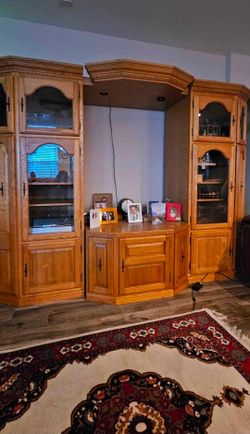 Solid Wood Expandable Entertainment Center (Fits 65” TV) – 7–8 ft