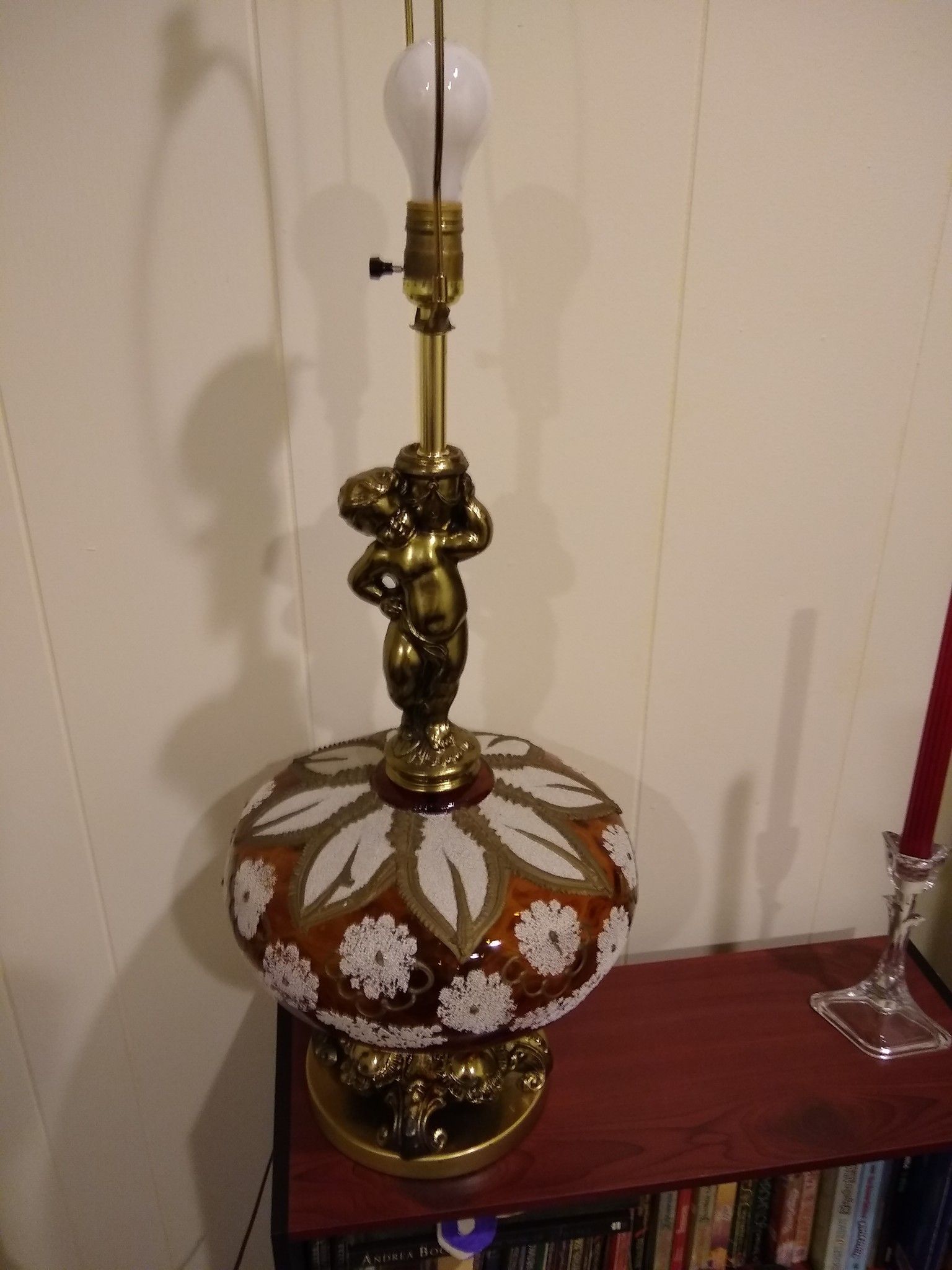 High quality large Brass with Vintage Glass lamp 1 for $40 2 for$70