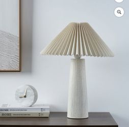 Home Decor Collection 18"in Ribbed Ceramic Table Lamp with Ivory Pleated Shade