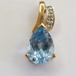 Pendant Blue Topaz Set In 14kt. Gold